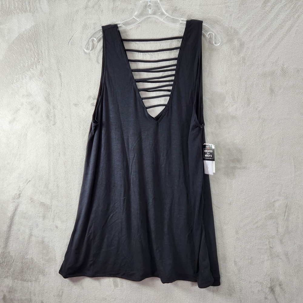 Salt + Cove Swimsuit Cover Up‎ Strappy Tank Top Ladder Back Casual Black Size XL
